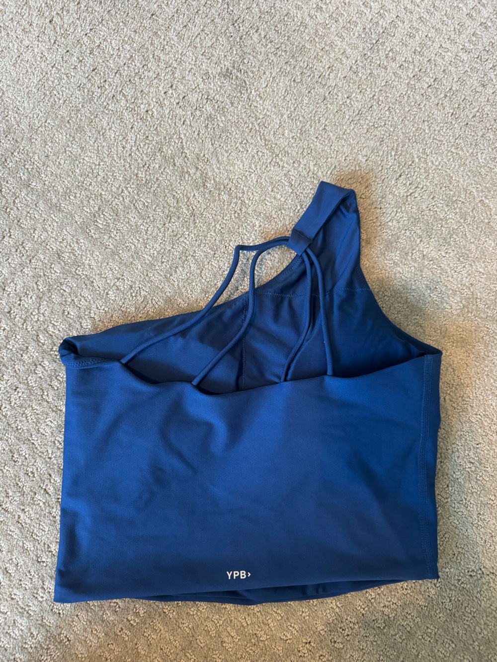 One-Shoulder Blue Sports Bra Top - Picture 2 of 5